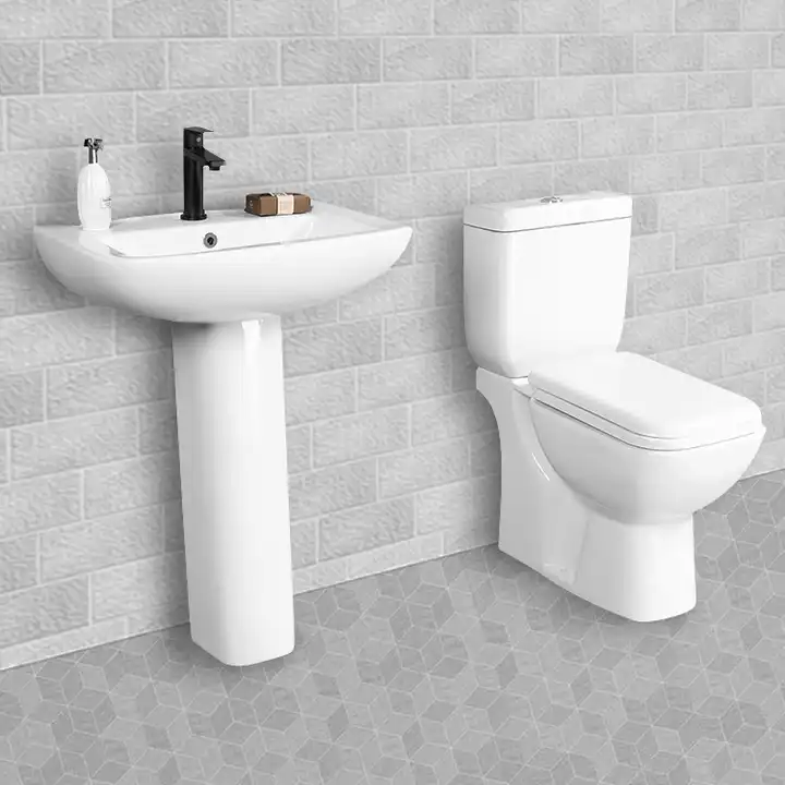 Indoor Bathroom Sanitary Ware Ceramic Toilet And Basin Combo Set