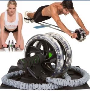Cheap double wheel ab exerciser double wheel ab roller pull rope double wheel ab roller exercises wholesale