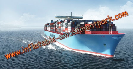 0.9mm PVC Tarpaulin Crooked Inflatable Amusement Park For Water Sports