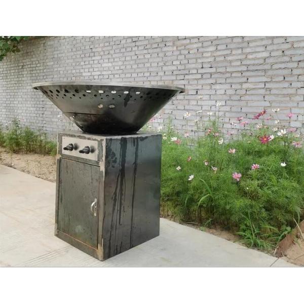 Black Painted Patio Steel Gas BBQ Grill Cooking Table For Outdoor Camping