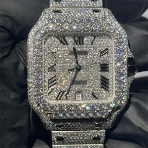 Cheap DEF VVS Moissanite Watch Full Dial BV Santos Full Diamond wholesale