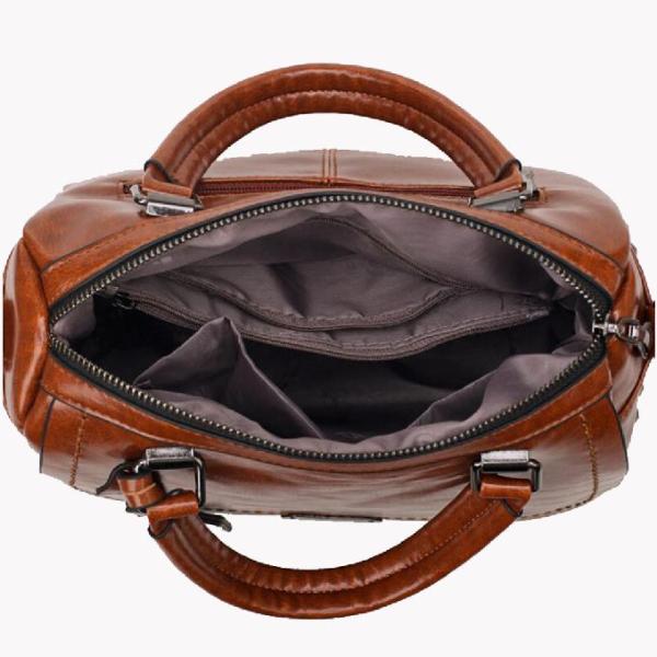 Retro Rivet Oil Wax Leather Womens Tote Bags