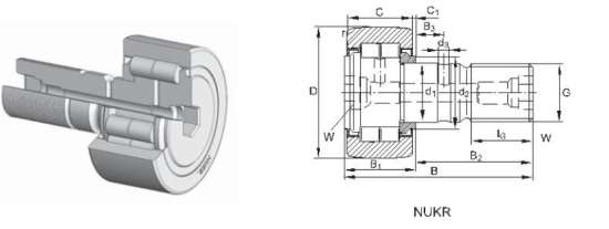 NUKR72 Axial Guidance 28MM Yoke Type Track Roller