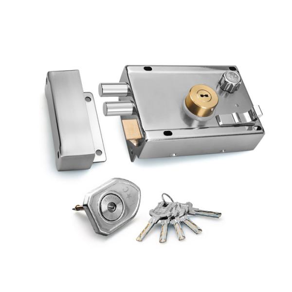 House Security Rim Lock Stainless Steel Door Lock with Two Brass Cylinder Bolt
