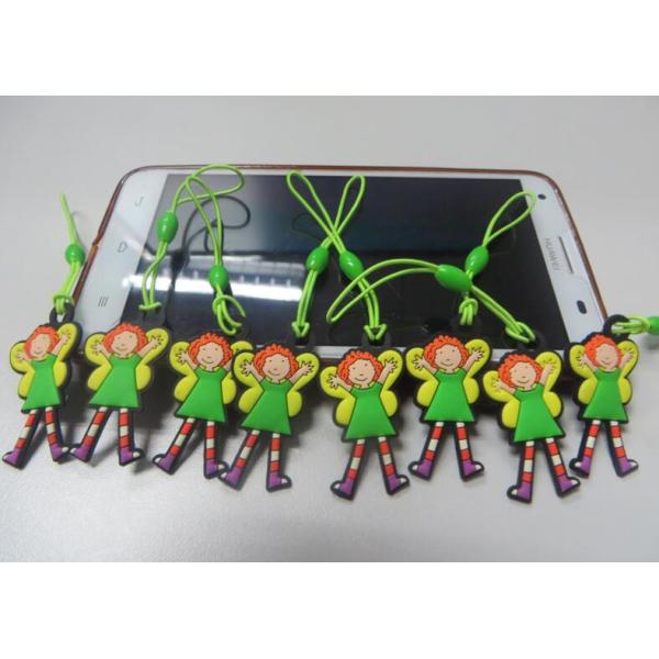 Lovely Girl Charm 2d Soft PVC Mobile Phone Lanyard With Elastic String Accept Custom Shape And Logo