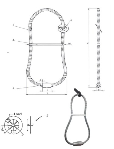 Galvanized Steel Wire Rope Sling with 8.0mm Diameter and 600mm Length for Precast Concrete Lifting