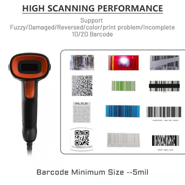 A SD5230 QR Reader bar Code Usb Scanner Reader Ccd Rs232 1d 2d Wired Handheld Barcode Scanner for Warehouse