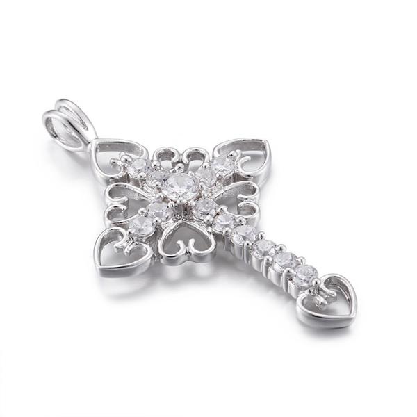 2.5mm White Gold Cubic Zirconia Pendant Mens St Benedict Medal Pendant