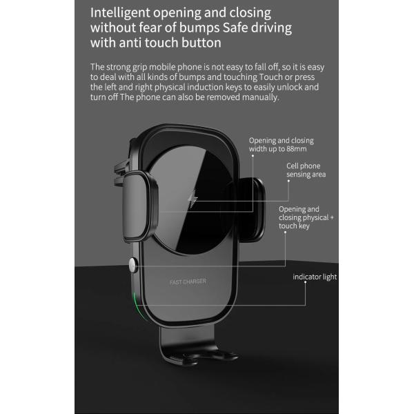 Wireless Car Charger Mount, Air Vent Cell Phone Holder for Car, Universal Car Phone Holder Cradle Compatible with iPhone