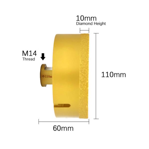 Golden Vacuum Brazed Diamond Core Drill Bits Hole Saw 110mm