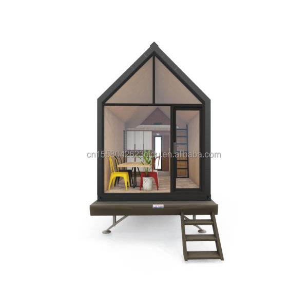 Galvanized Steel Square Tubes Modern Triangular Wooden Container House on Wheels for Outdoor Coffee Sales and Design Style