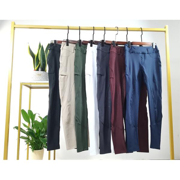Green Printed Horse Riding Pants Nylon Full Seat Silicone Leggings With Phone Pocket