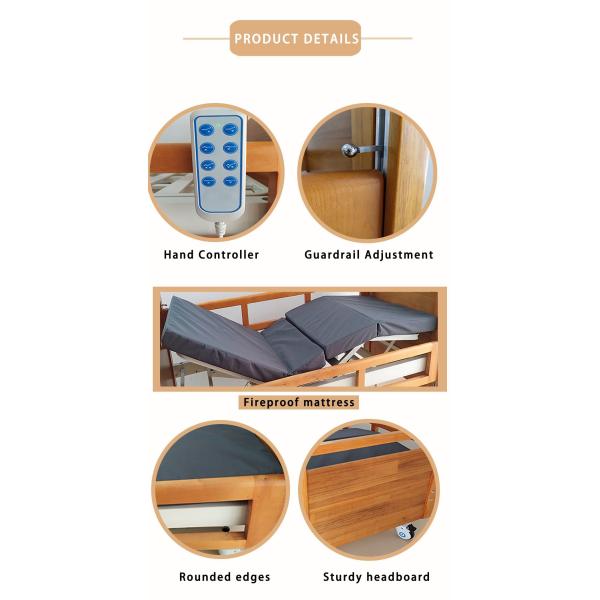 Electric Turn Over Household Multifunctional Bed for The Elderly Paralyzed Lift Medical Nursing Home Solid Wood Nursing Beds