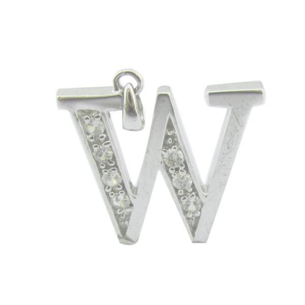 W Letter Jewelry Accessory 925 Silver CZ Pendant For Summer Holiday Looks Alphabet Alphabet Pendant