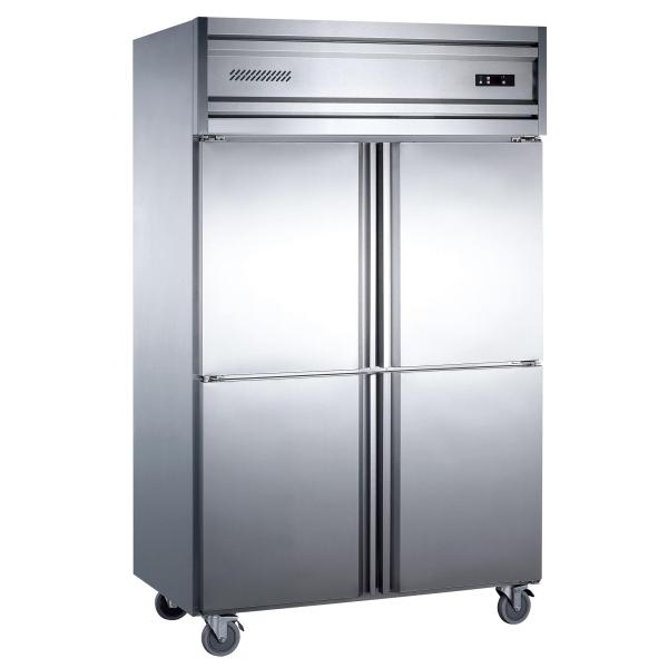 Commercial Stainless Steel Double Temperature Upright 4 Door Kitchen Refrigerator and Freezer for Fruits and Vegetables