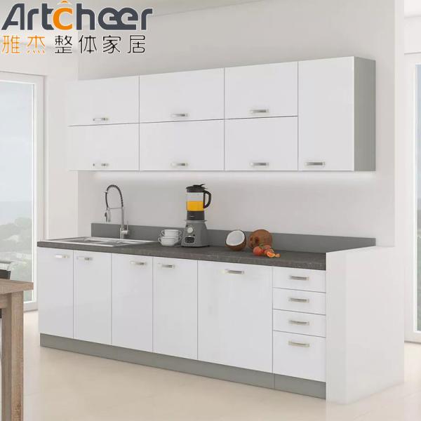 French Style Kitchen Cupboard with Radius Beveled Edge Countertop and Melamine Board