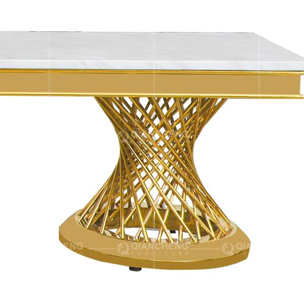 Metal 60kg Luxury TV Table For Living Room White Top Gold Frame
