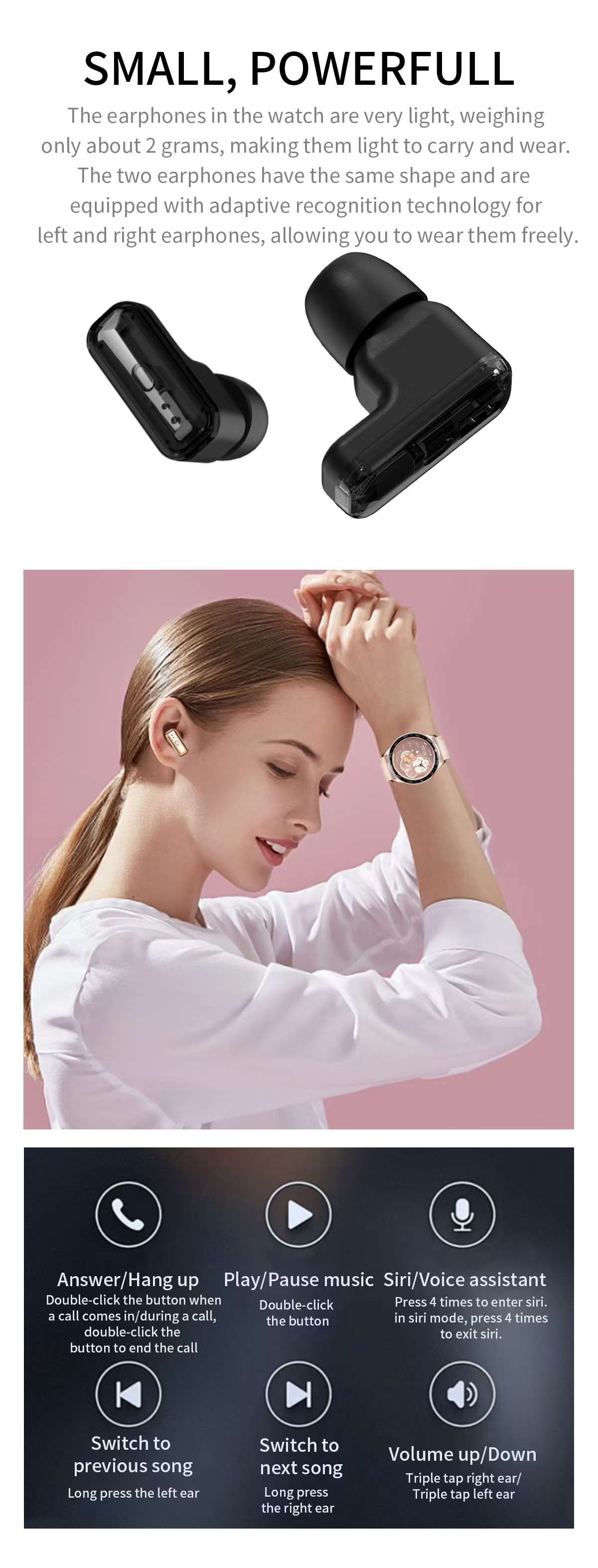 T97 Smartwatch Earbuds 2 In 1 1.39 Inch IPS Smart Watch TWS With Wireless 280mAh