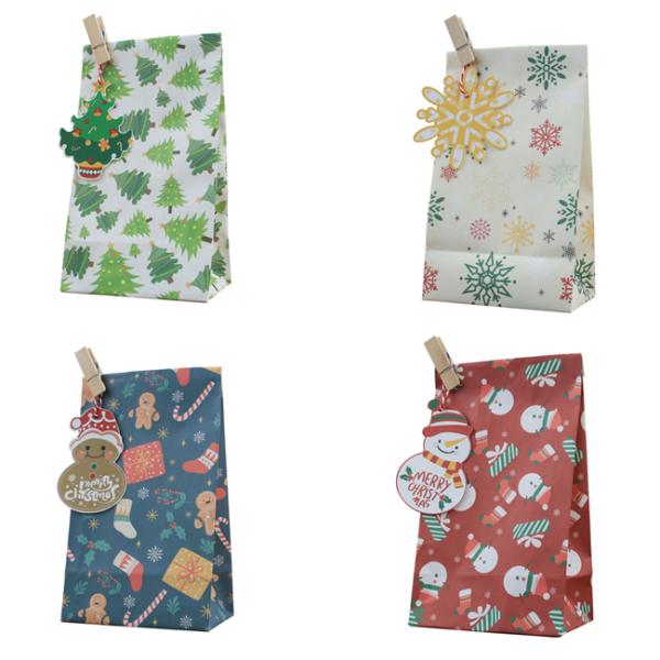 70g Kraft Paper Christmas Food Packaging Oil Proof Bag For Baked Bread