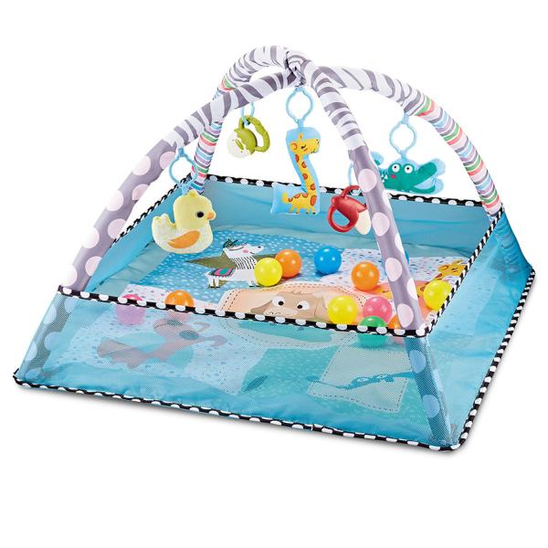 4-in-1 Baby Play Gym, Activity Gym Ball Pit with Sensory Toys for Newborn Infant Toddler to Develop Motor&Cognition