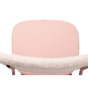 Stacked Metal Legs Dining Chair Thicker Pipe Pink Fabric