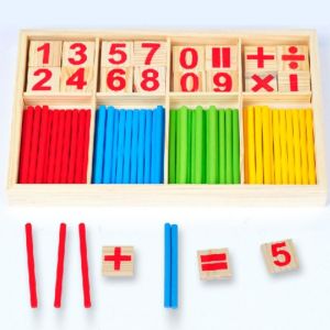 Figure Blocks Counting Wooden Toys Montessori Educational Children Gift