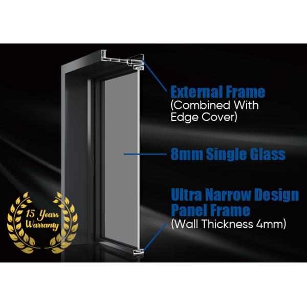 Single Layer Tempered Glass Kitchen Or Washroom Casement Glass Door Slim Frame