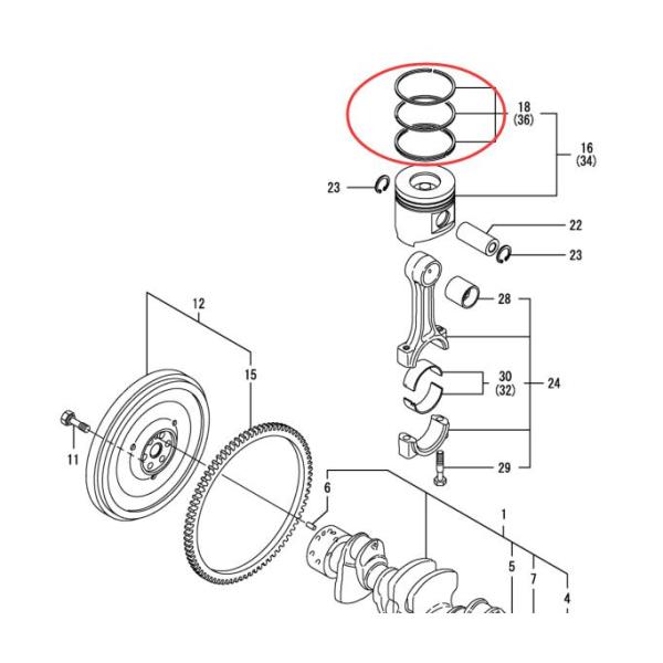 Yanmar 4TNV94 Engine Spare Parts Engine Piston Ring Set 129906-22050