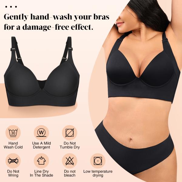 Hexin Back Fat Bra for Women Invisible Push Up Deep Cup Incorporated Bra Shapewear