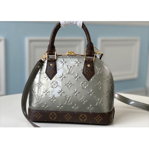 Sliver Shell Vernis Leather Womens Luxury Handbag Zipper Open