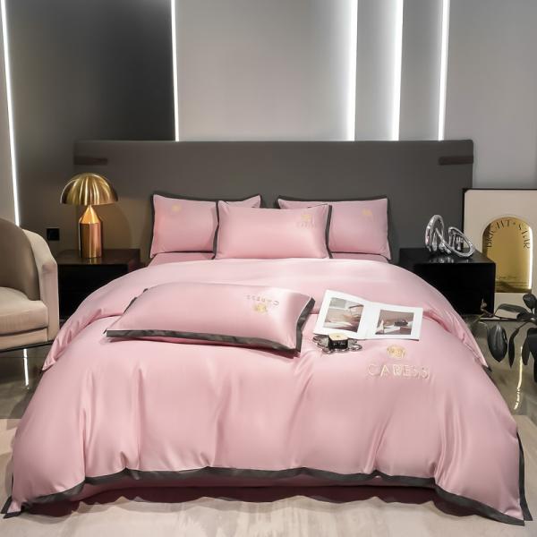 Luxury Washed Silk Embroidery Bedding Set Bed Cover Set for Hospital School Home