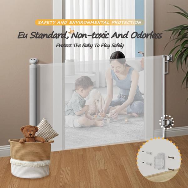 Large Straight Body Stair Retractable Safety Door With 500cm Mesh Sliding Safety Gate