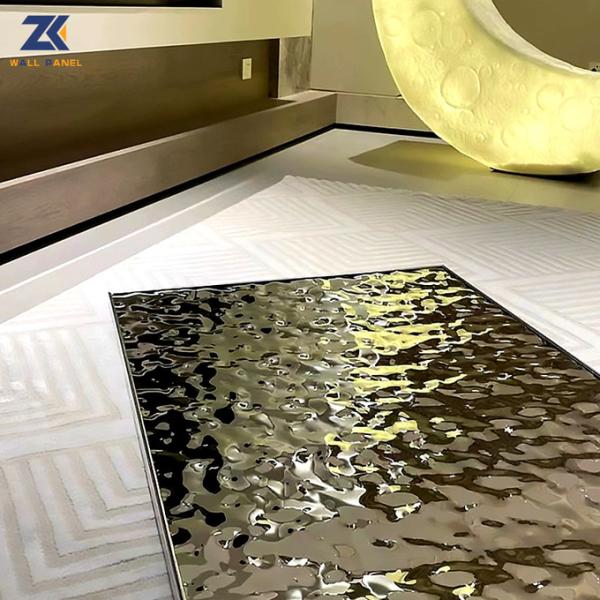 Water Ripple Panel The New Listing 1220*2440*5/8mm Flame Retardant Bamboo Charcoal Wood Eco-Friendly Water Ripple Wall Panel Lobby Facade Interior