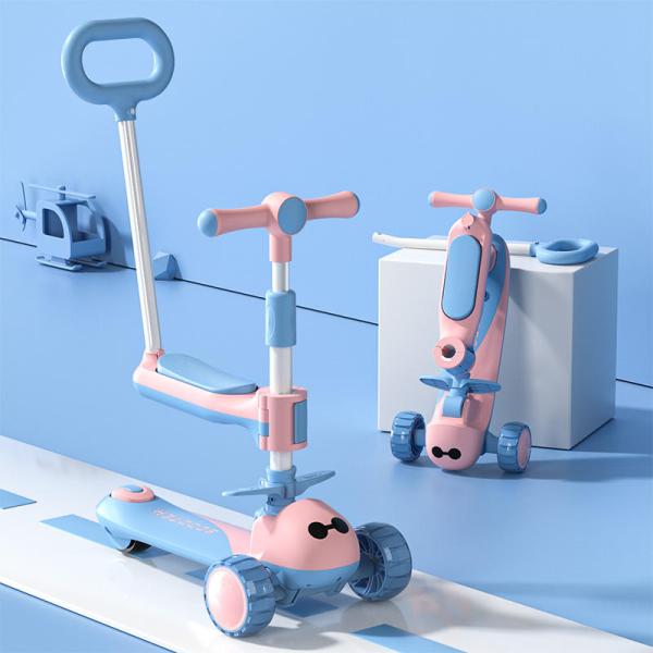 3 Wheel Ride On Folding Big Wheel Scooter Car for Kids Yellow Pink Blue Gender-Neutral