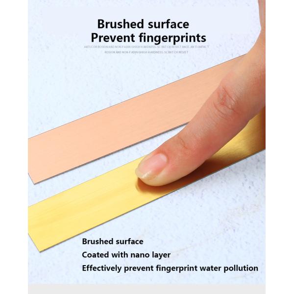 Shiny Brass Stainless Steel Flat Trim Strips Metal Wall For Decoration