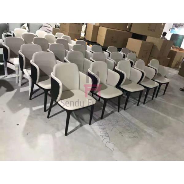 Ash Wood Upholstered Leather Chair , Restaurant Dining Room Chairs With Armrests