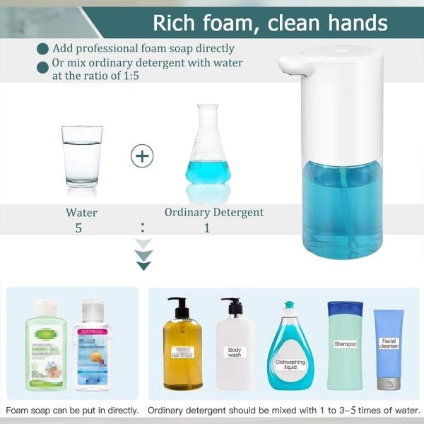 Bathroom Portable Standing Sensor Touchless Non Contact Rechargeable Automatic Hand Sanitizer Foam Soap Dispenser