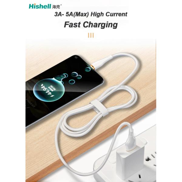 RoHS PVC Nylon Braided Phone Charger Cord , 5A Mobile Charger Data Cable