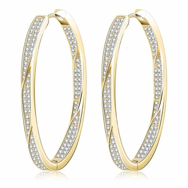 New Fashion S925 Jewelry Party Gift Custom CZ Huggie Gold Hoop Earrings For Women