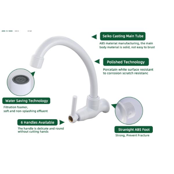 Wall Mounted Kitchen Faucet With Single Handle And Excellent ABS Material Included