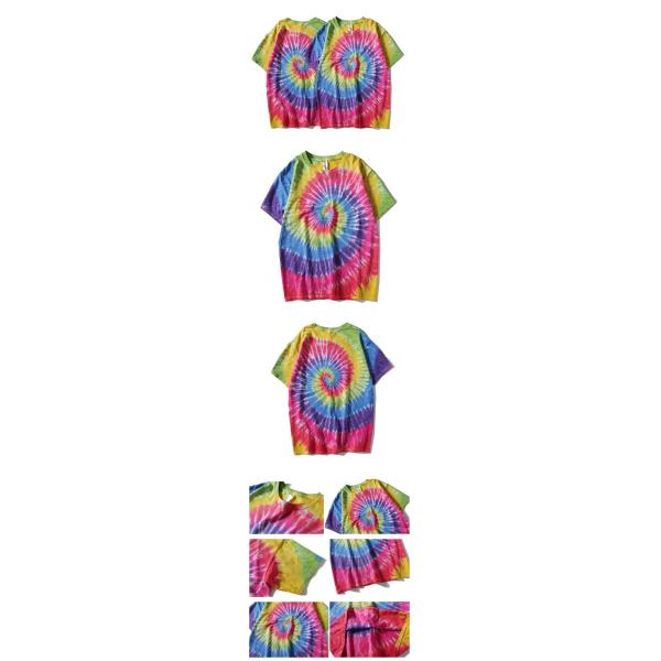 Customized high quality cotton short sleeve o neck street hand dyed Rainbow t shirt