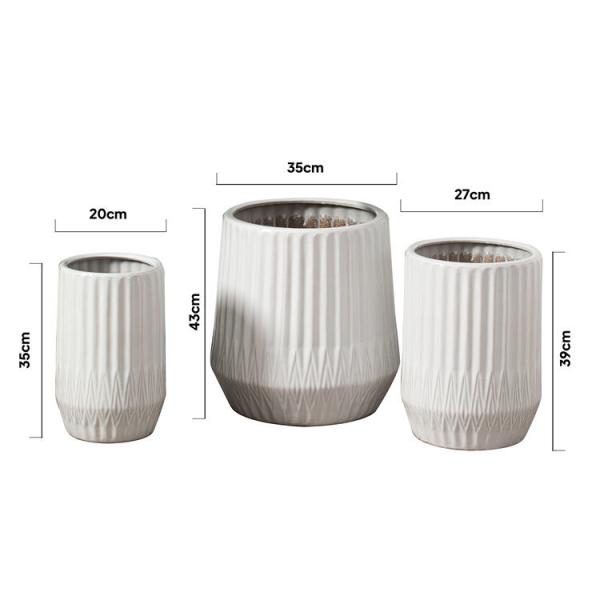 Nordic style white modern home decoration stripe flower succulent pots indoor outdoor gardening ceramic planters