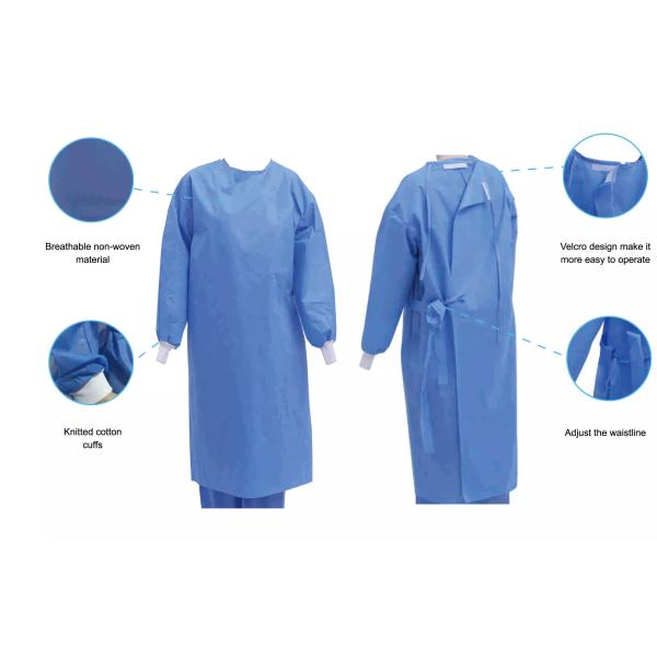 Non Sterile EN13795 Long Sleeve Disposable Hospital Gown