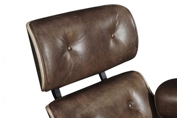 Vintage Industrial Leather Eams Leisure Swiviel Chair Bend wood Frame