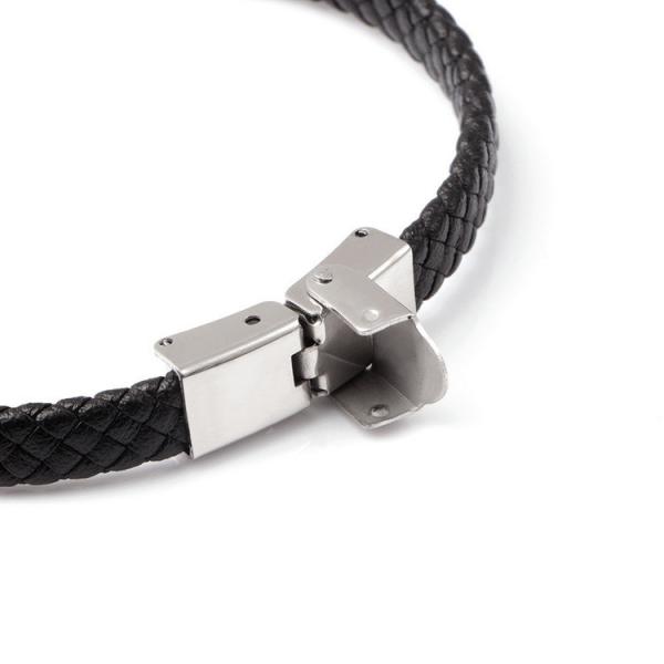 Leather rope bracelet trendy retro leather woven stainless steel men's bracelet fashionable