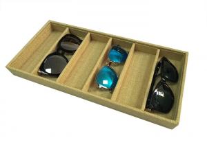 Cheap Fabric Wood 6 Pairs of Sunglasses Display Storage Case Small Eyeglasses Tray wholesale