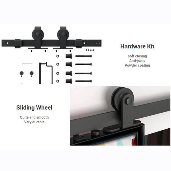 Frosted Glass Aluminum Steel Frame Interior Barn Door With Sliding Hardware