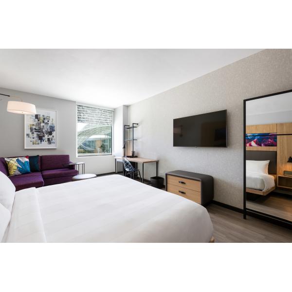 Natural Veneer Hotel Bedroom Sets Loose Furniture + Fixed Furniture Large Headboard