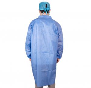 Cheap CE Certificated Disposable Anti-Bacterial Protective Medical PP/SMS Long Lab Coat wholesale