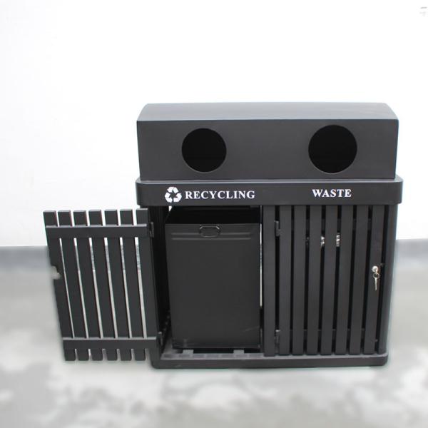 Surface Mounted 120L Garbage Bin , Metal Trash Can With Two Galvanized Plate Liners